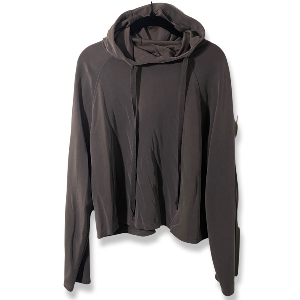 JOY LAB - CHARCOAL SEAMLESS ACTIVEWEAR HOODIE WITH TURTLENECK NECKLINE